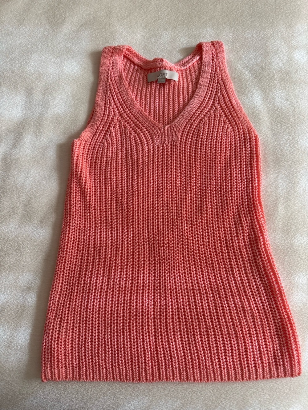 LOFT Coral Knit V-Neck Sleeveless Sweater